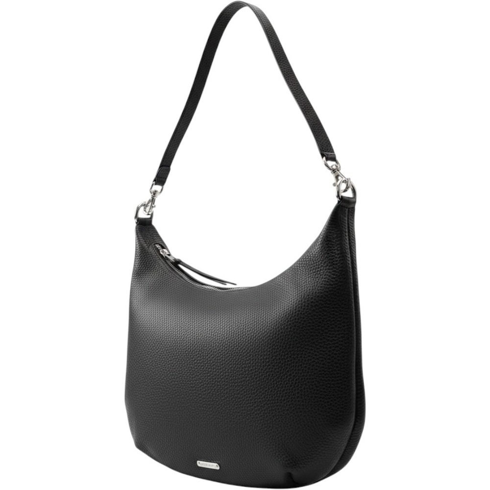 Rebecca Minkoff Black Pebbled Leather Hobo Bag Silver Hardware Crossbody Large